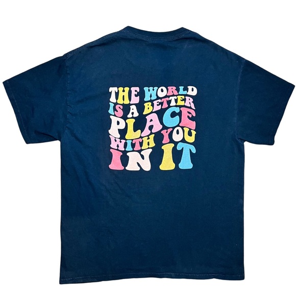 The World IS A Better Place With You In It Black Graphic T-Shirt Size Large - Picture 1 of 8